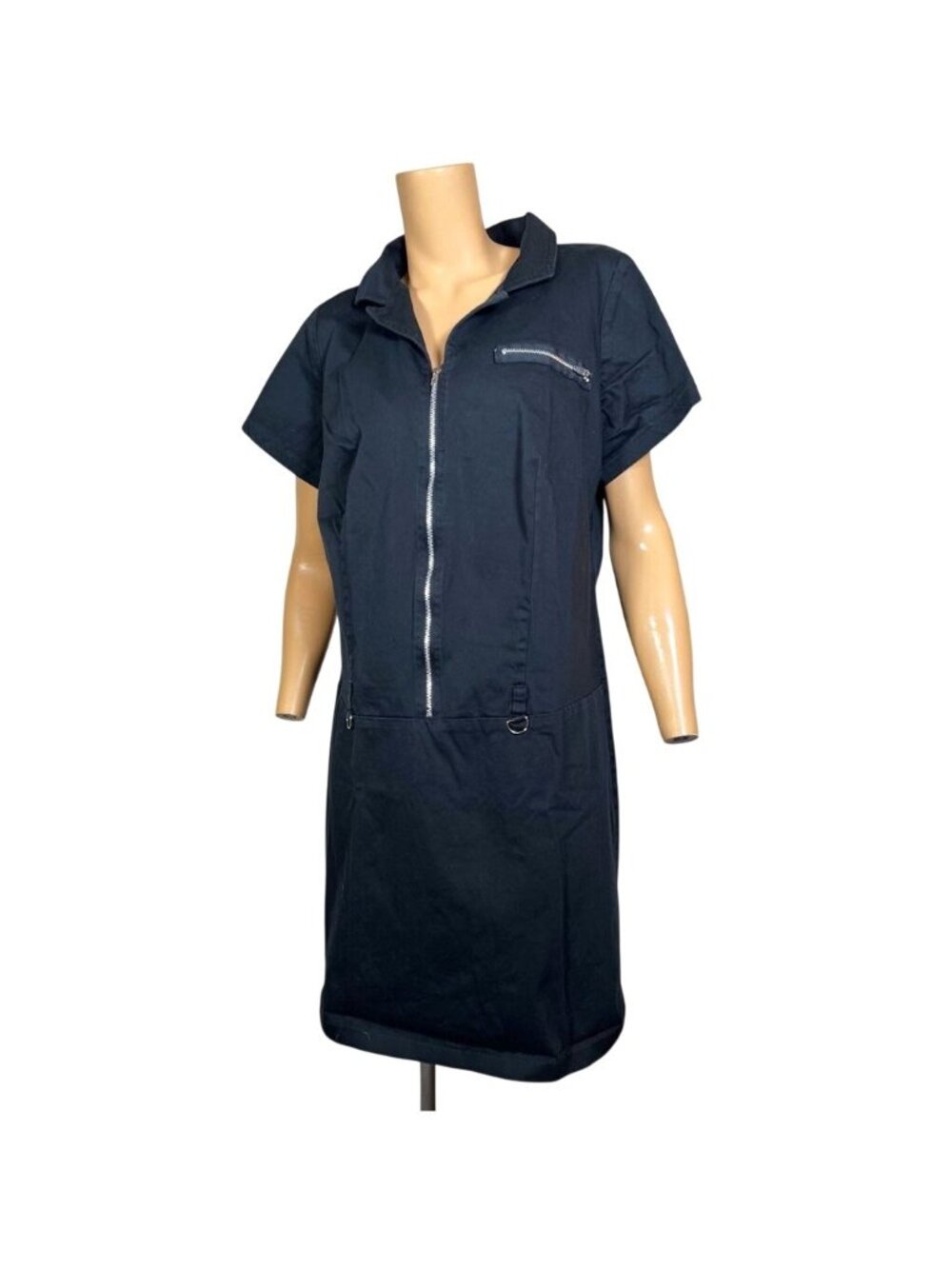 Torrid Womens Straight Mini Dress Sz 16 Black Short Sleeve Cotton Lightweight